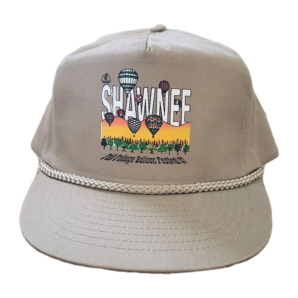 Vintage 90s Shawnee Fall Foliage Balloon Festival 97 Brown Snapback Hat Cap